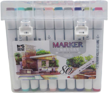 Скетч маркер M&S двосторонній 80 кольорів білий корпус