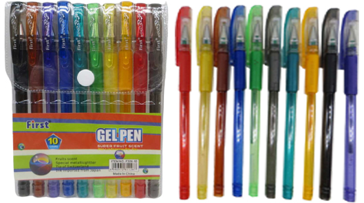 Набір ручок гелевих 10 кольорів з блиском