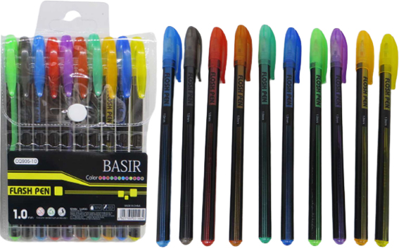 Набір ручок гелевих 10 кольорів з блиском і запахом, уп.PVC