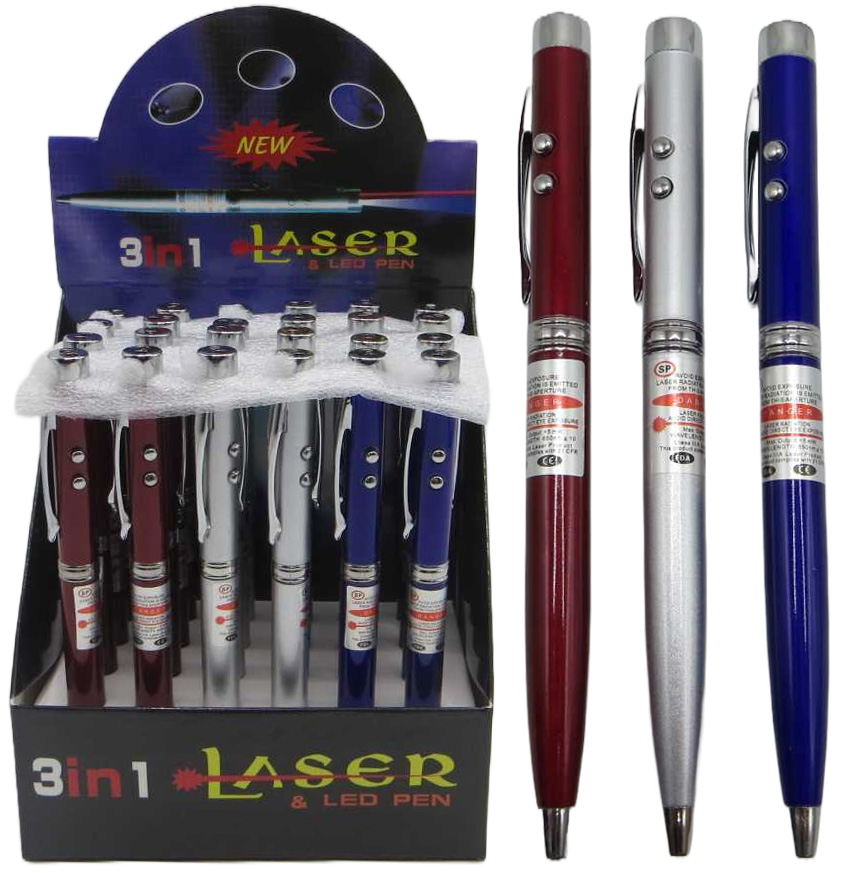 Ручка шариковая-Фонарик LED,указка лазер-3 в 1