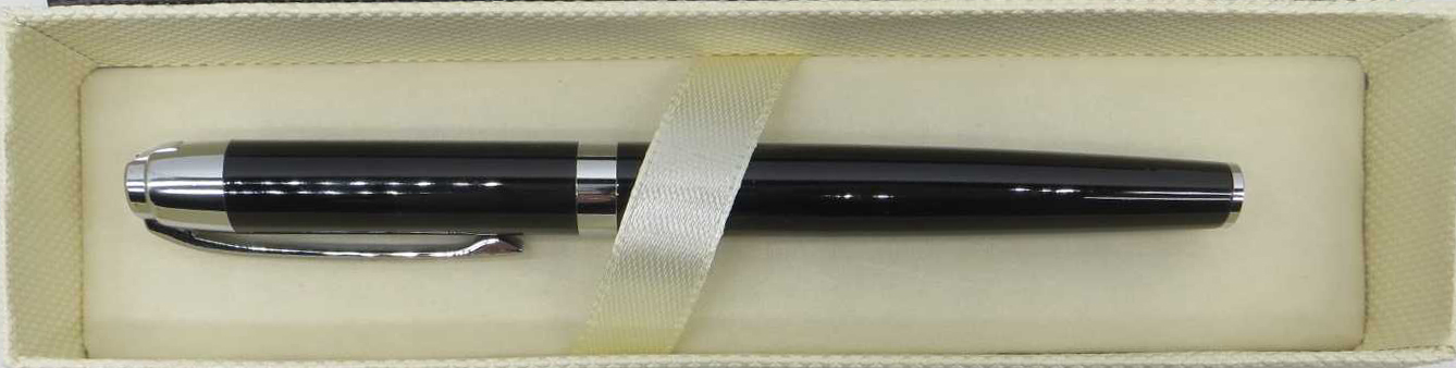 Набор Sonata- ручка роллер, чёрная с серебром в подарочном футляре
