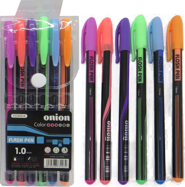 Набір гелевих ручок 6 кольорів неон,уп.PVC