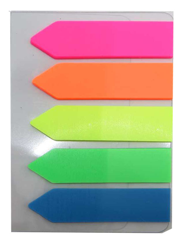 Стикер-закладка пластикова 5 кольорів неон 12*44мм 20аркушів 