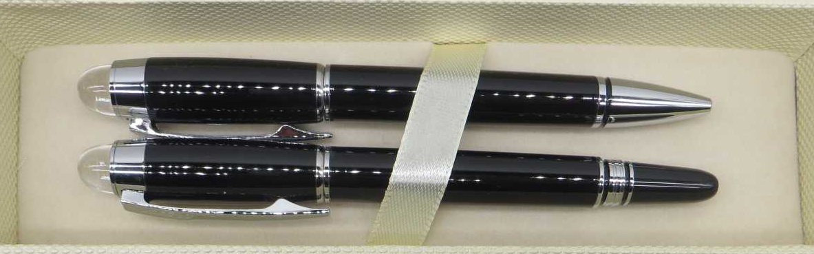 Набор подарочный Sonata 2ручки чёрные с серебром-роллер и шариковая в коробке