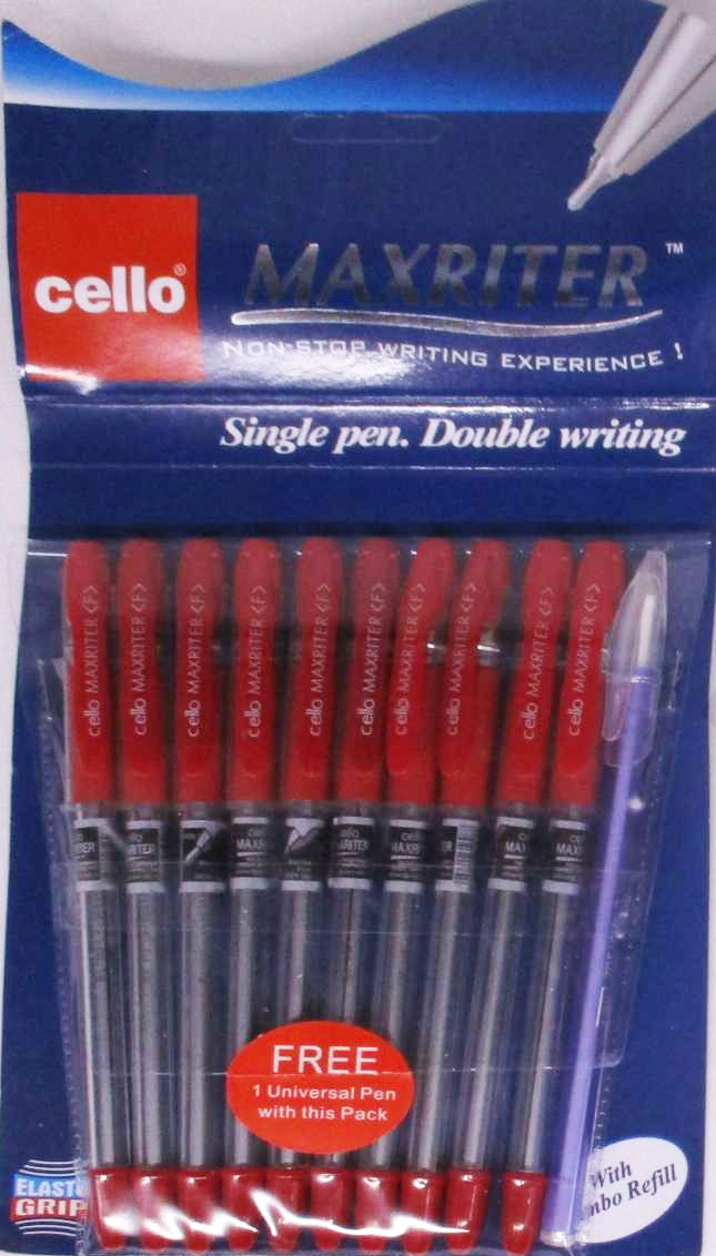 Ручка шариковая масляная Cello Maxriter красная по (10+1)штук