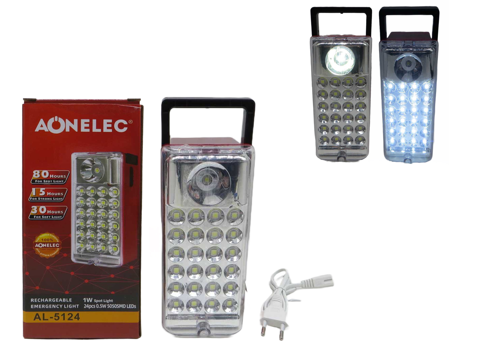 Фонарь светодиодный переносной AONELEC с повербанком 24 LED аккумуляторный, 180*75*70мм