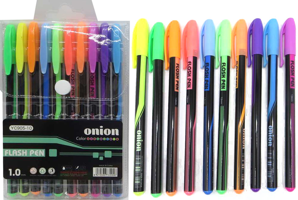 Набір ручок гелевих 10 кольорів неон,уп. PVC