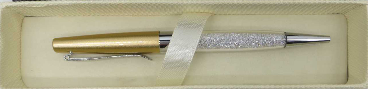Ручка шариковая Sonata  золотая со стразами в подарочном футляре