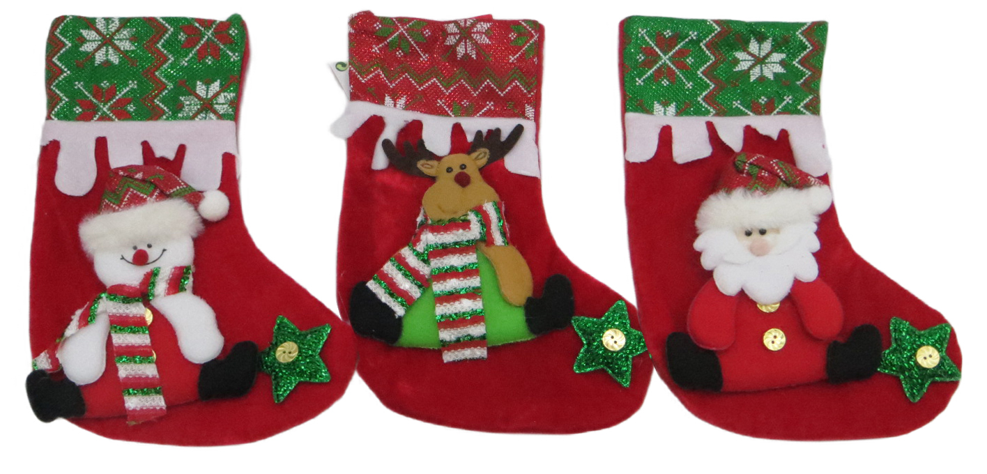Шкарпетка для подарунків  новорiчна з аплікацією  25*18см