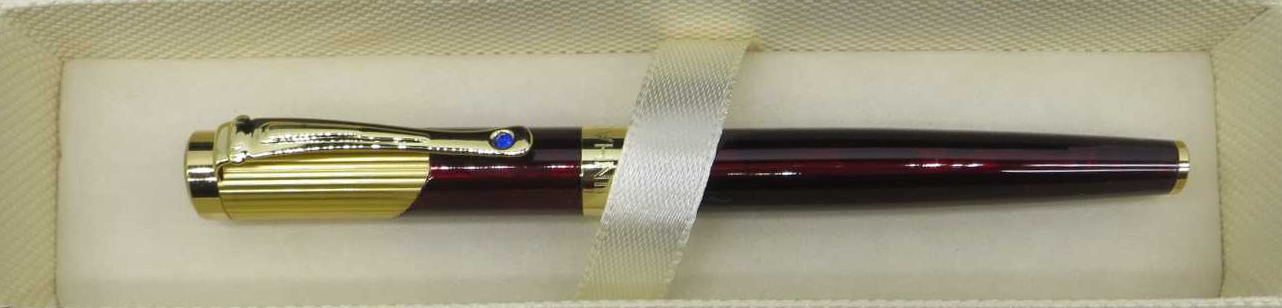Набор подарочный Sonata 1 ручка чернильная_бордовая с золотом и стразами закрытое перо в коробке