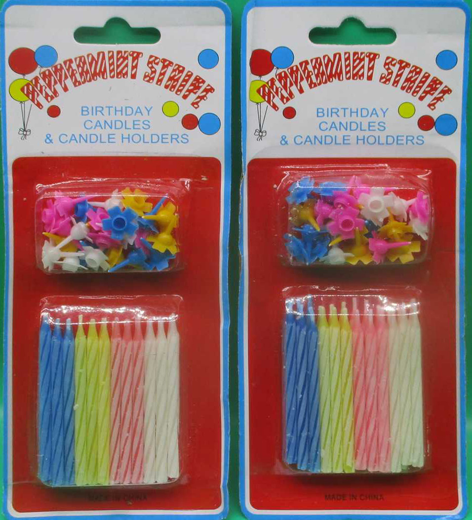 Свічки на торт 24 штуки з підставками 5,5см кольорові