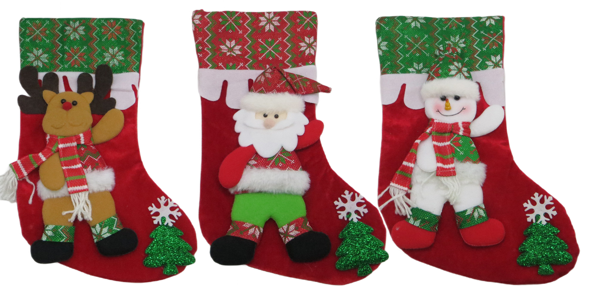 Шкарпетка для подарунків  новорiчна з аплікацією 40*25см
