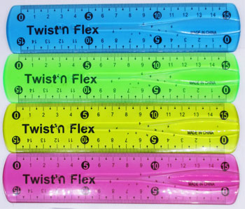 Лінійка-неломайка 15см Flex прозора кольорова